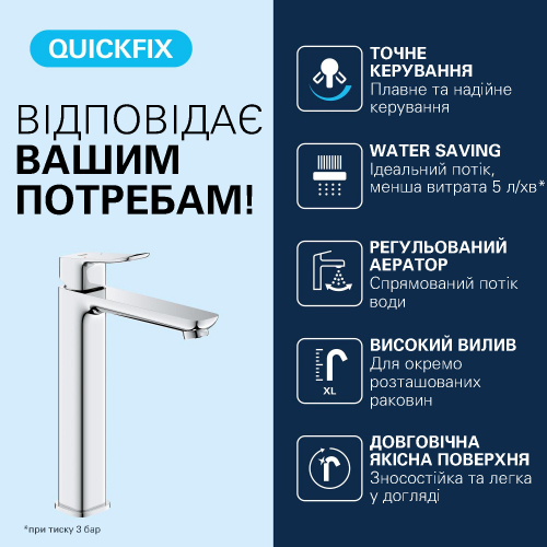Змішувач для раковини Grohe QuickFix Dice XL-Size 1018920000