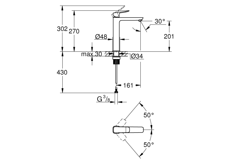 Смеситель для раковины Grohe QuickFix Dice XL-Size 1018922430
