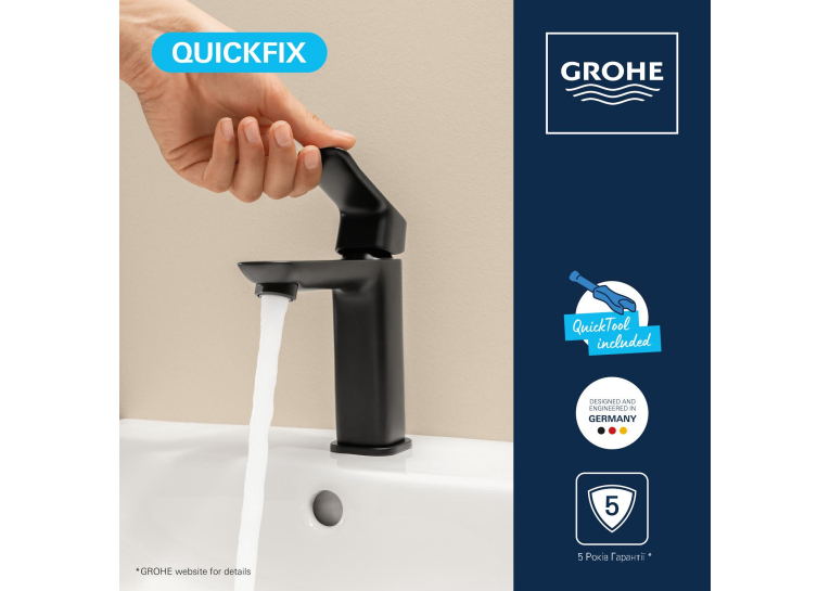 Змішувач для раковини Grohe QuickFix Dice M-Size 1018322430 з донним клапаном