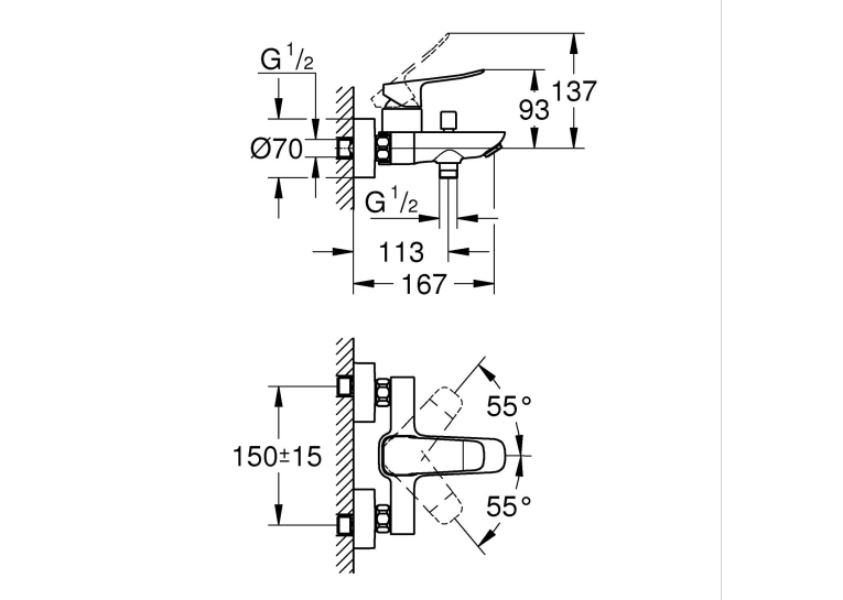 Смеситель для ванны Grohe QuickFix Dice 1018720000