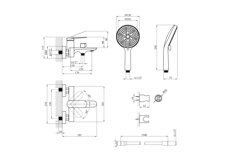 Змішувач для ванни Kroner Element Хром 211315-0101 CV035952