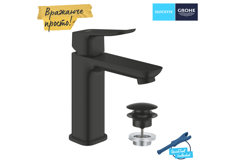 Змішувач для раковини Grohe QuickFix Dice M-Size 1018332430 з донним клапаном