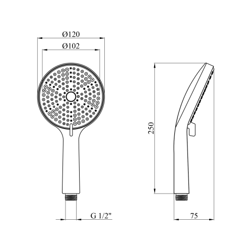 Лійка для ручного душу Kroner Element Чорний 2801512915Z-3801 CV036147