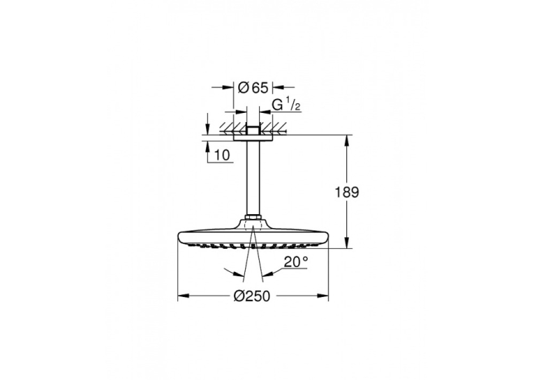 Верхній душ Grohe Tempesta 250 із кронштейном з EcoJoy, 26669000