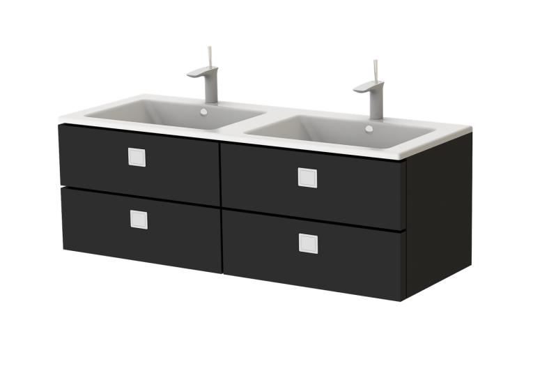 Тумба Botticelli Rimini Rm-130d чорна з умивальником Marlen-1300d