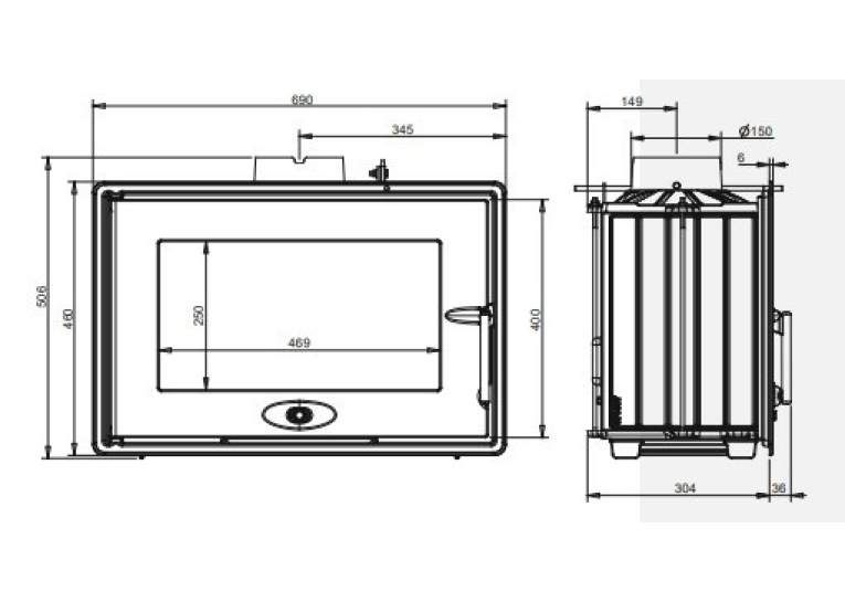 Піч-камін INVICTA 700 OPTIMISE Антрацит 6771-75
