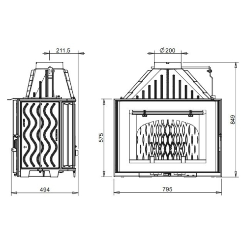 Каминная топка INVICTA 800 Grande Angle Антрацит 9285-75