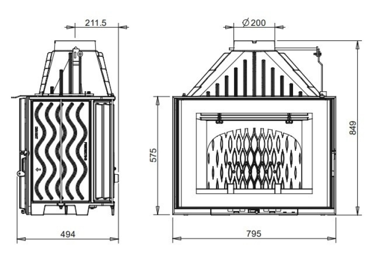 Піч-камін INVICTA 800 Grande Angle Антрацит 9285-75