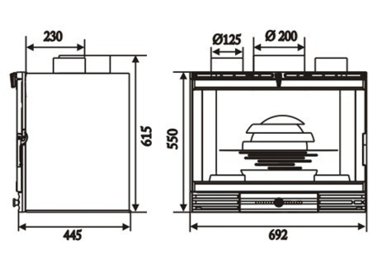 Піч-камін INVICTA 700 GV TURBO insert Антрацит 9671-44