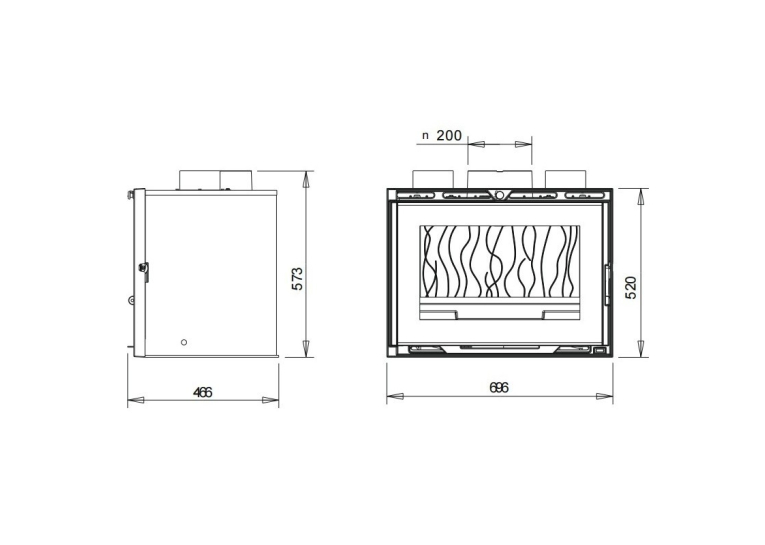 Піч-камін INVICTA 700 GA insert Антрацит 9674-43