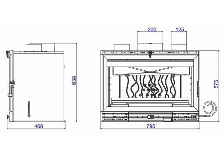 Піч-камін INVICTA 800 Vision Totale Turbo Антрацит 9682-44