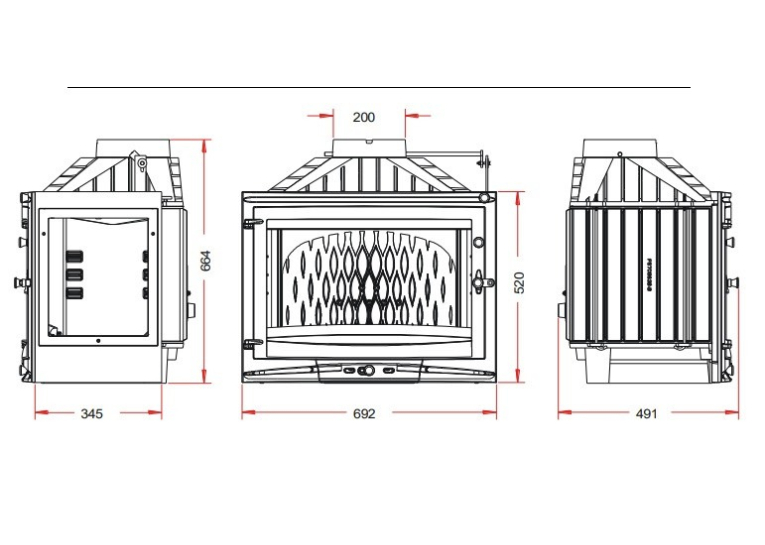 Піч-камін INVICTA 700 Selenic праве бокове скло Антрацит 9769-72