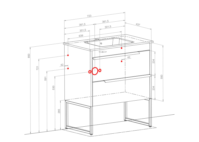Тумба консольна AQUA RODOS Лофт Нео Севілья 75 см зі стільницею UNI АР000051880