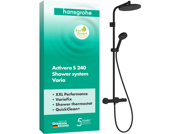 Душевая система с термостатом Hansgrohe Activera S 240 1jet EcoSmart черный матовый 28078670