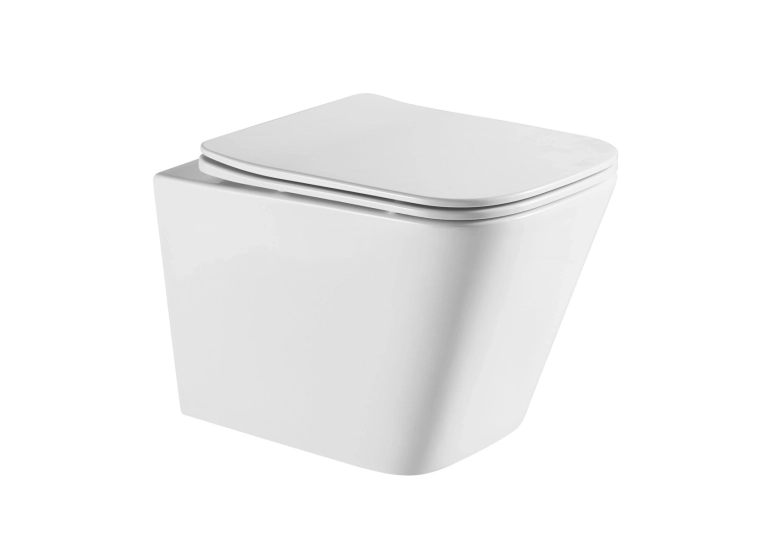 Унітаз підвісний 49×34×36,5 см IMPRESE KUBIK Twist i-glaze, сидіння дюропласт Slim Slow-closing, білий глянцевий (c06810233)