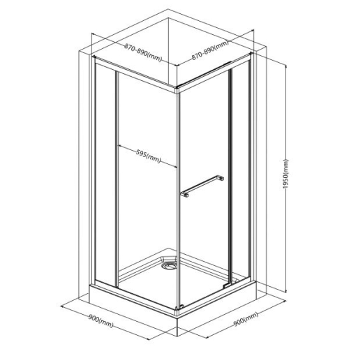 Душова кабіна Imprese SCANDIK 90×90×195 см, розсувні двері, прозоре скло 5 мм, хром s09510501