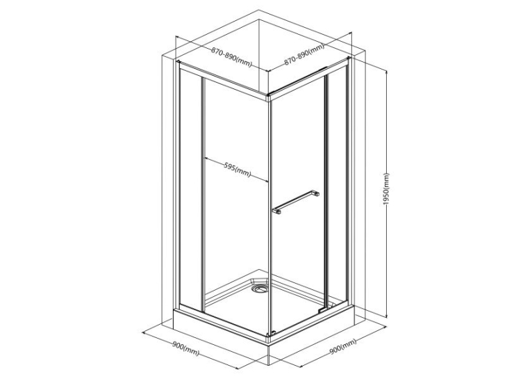 Душова кабіна Imprese SCANDIK 90×90×195 см, розсувні двері, прозоре скло 5 мм, хром s09510501