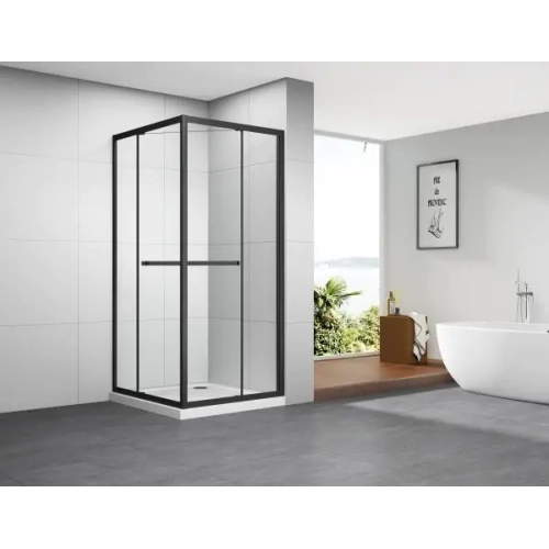 Душова кабіна Imprese SCANDIK 90×90×195 см, розсувні двері, прозоре скло 5 мм, чорний s09510503