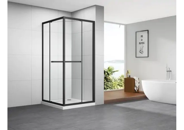 Душова кабіна Imprese SCANDIK 90×90×195 см, розсувні двері, прозоре скло 5 мм, чорний s09510503