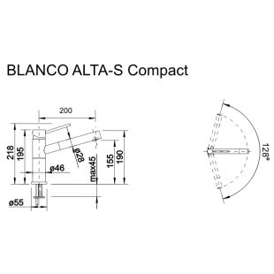 Кухонный смеситель Blanco ALTA - S Compact хром/черный 526161