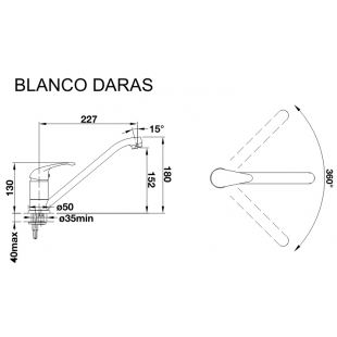 Кухонный смеситель Blanco DARAS темная скала 518793