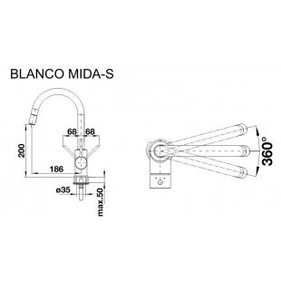 Кухонный смеситель Blanco MIDA-S хром 521454