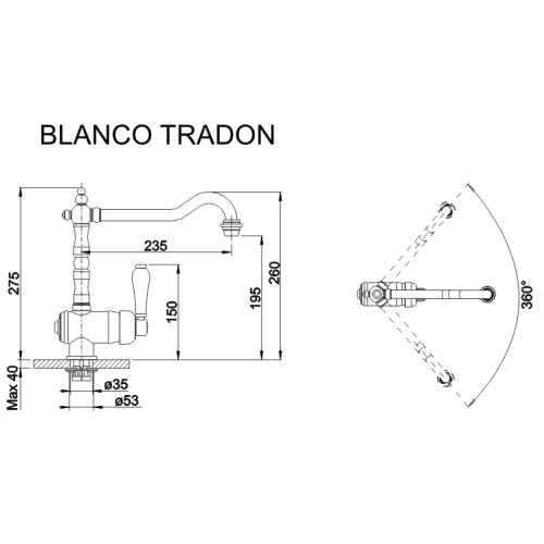 Кухонный смеситель Blanco TRADON хром 515990