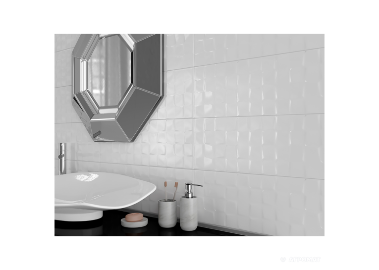 Плитка керамогранітна Cersanit WHITE GLOSSY STRUCTURE CUBES TWZZ1095785991