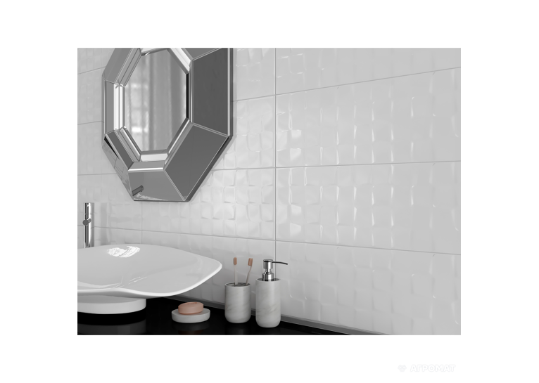 Плитка керамогранитная Cersanit WHITE GLOSSY STRUCTURE CUBES TWZZ1095785991