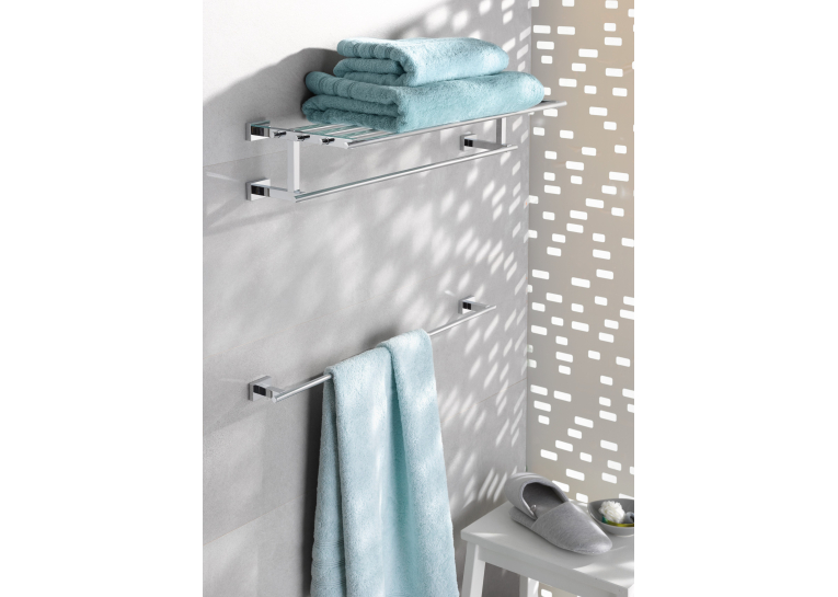 Полка для полотенец с дополнительной горизонтальной штангой, Grohe Essentials Cube 600 мм (40512001) (выставочный образец)
