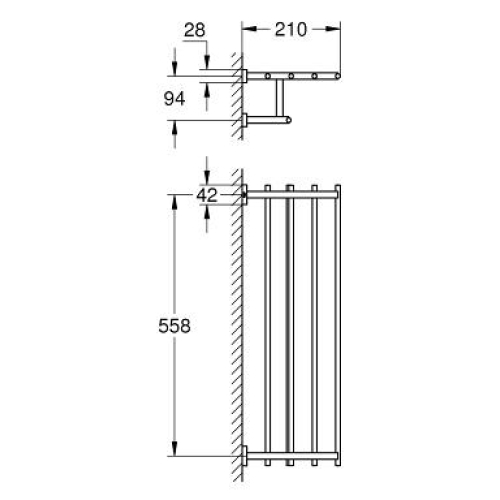 Полка для рушників з додатковою горизонтальною штангою, Grohe Essentials Cube 600 мм (40512001) (виставковий зразок)