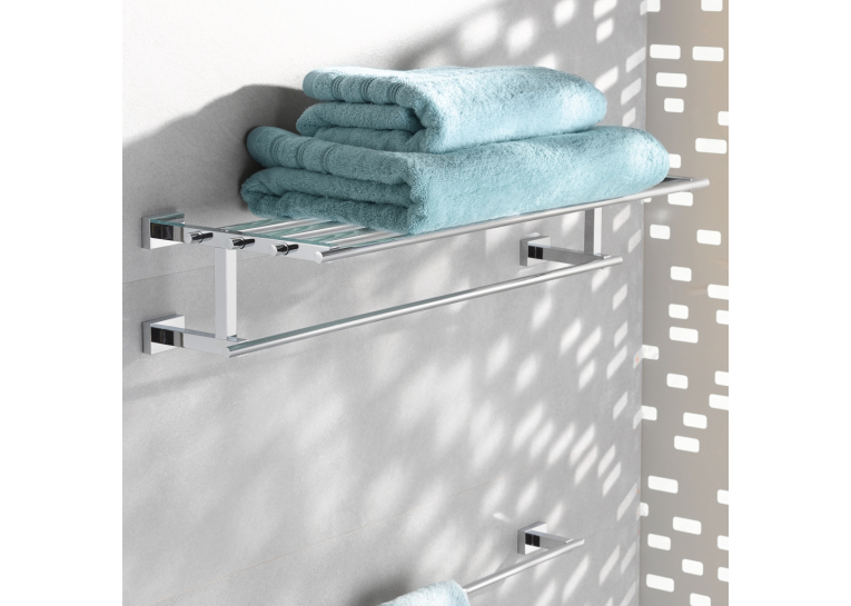Полка для полотенец с дополнительной горизонтальной штангой, Grohe Essentials Cube 600 мм (40512001) (выставочный образец)