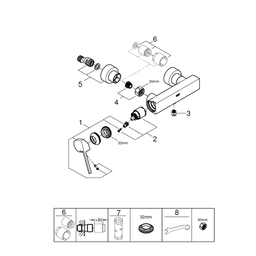 Однорычажный смеситель для душа Grohe Plus (33577003)