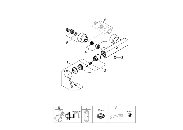 Одноважільний змішувач для душу Grohe Plus (33577003)