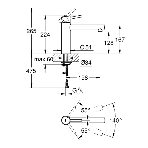 Однорычажный смеситель для мойки Grohe Concetto (31128001)