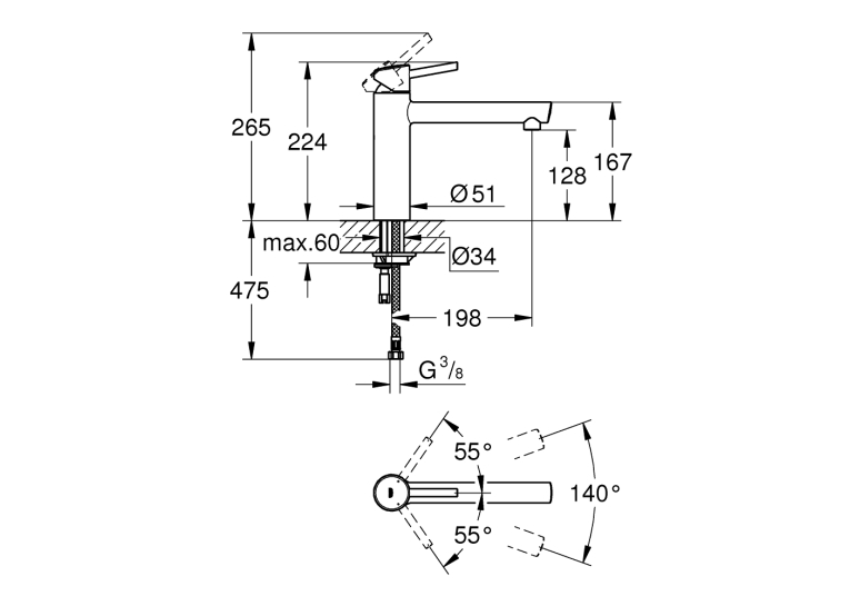 Одноважільний змішувач для мийки Grohe Concetto (31128001)