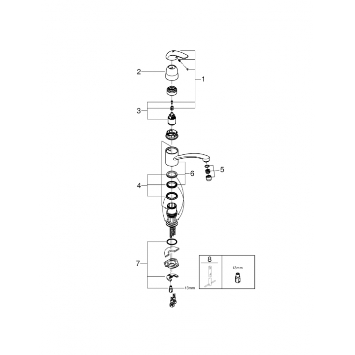 Однорычажный смеситель для мойки Grohe Euroeco (32750000)