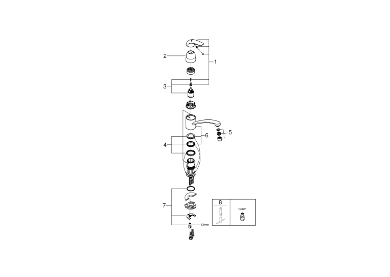 Однорычажный смеситель для мойки Grohe Euroeco (32750000)