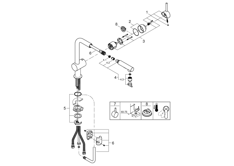 Одноважільний змішувач для мийки Grohe Minta (30274000)