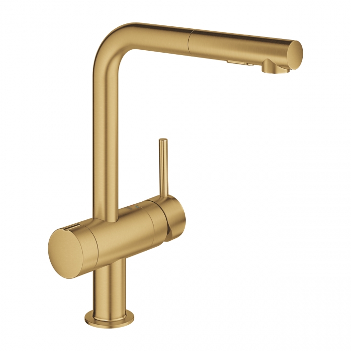 Одноважільний змішувач для миття з вентилем Grohe Minta (31558GN0) Золото матове