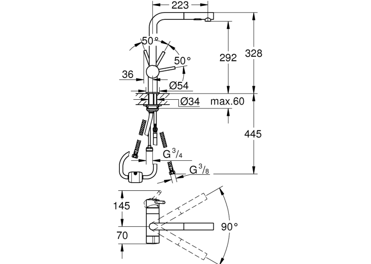 Однорычажный смеситель для мойки с вентилем Grohe Minta (31558GN0) Золото матовое