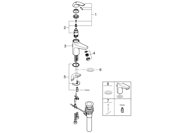 Однорычажный смеситель для раковины Grohe BauCurve S-Size (32805000)