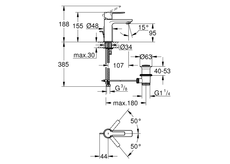 Одноважільний змішувач для раковини Grohe Lineare XS-Size (32109DC1)