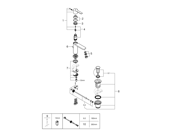 Одноважільний змішувач для раковини Grohe Lineare XS-Size (32109DC1)
