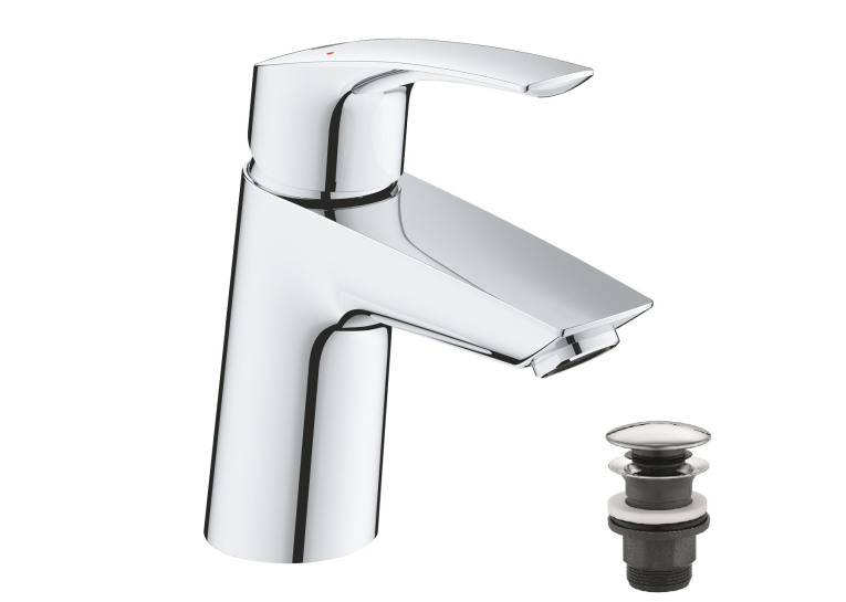 Однорычажный смеситель для раковины Grohe Eurosmart New S-Size + нажимной донный клапан (23968003)