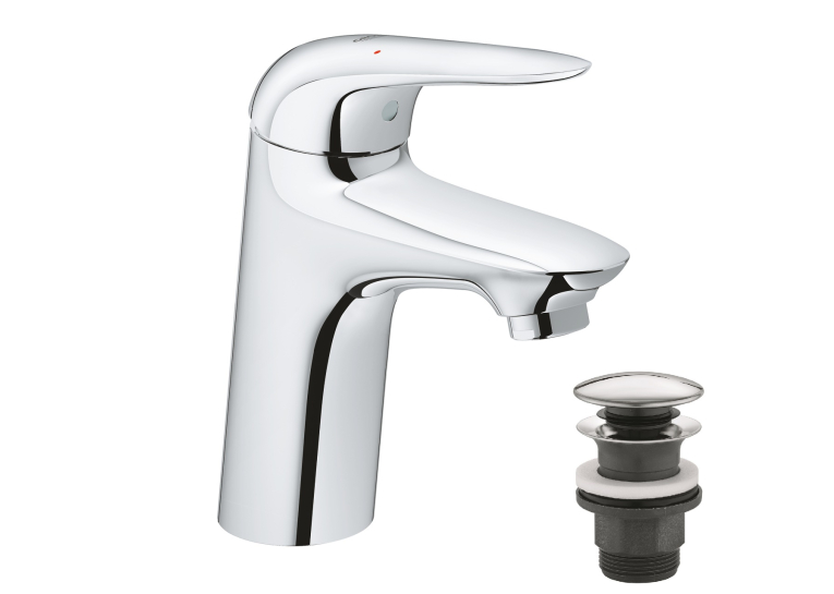 Одноважільний змішувач для раковини Grohe Wave S-Size + донний клапан (23582001)