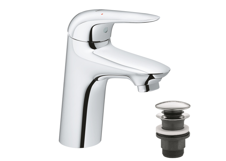 Однорычажный смеситель для раковины Grohe Wave S-Size + донный клапан (23582001)