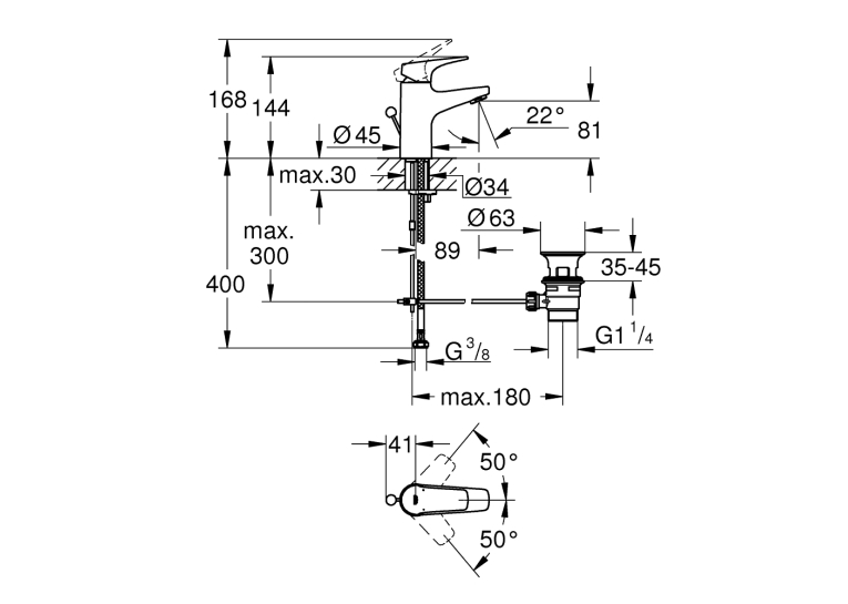 Однорычажный смеситель для раковины Grohe Grohe Start Flow S-Size (23809000)