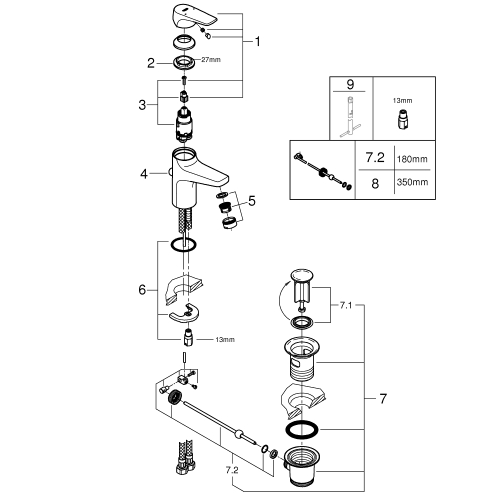 Однорычажный смеситель для раковины Grohe Grohe Start Flow S-Size (23809000)