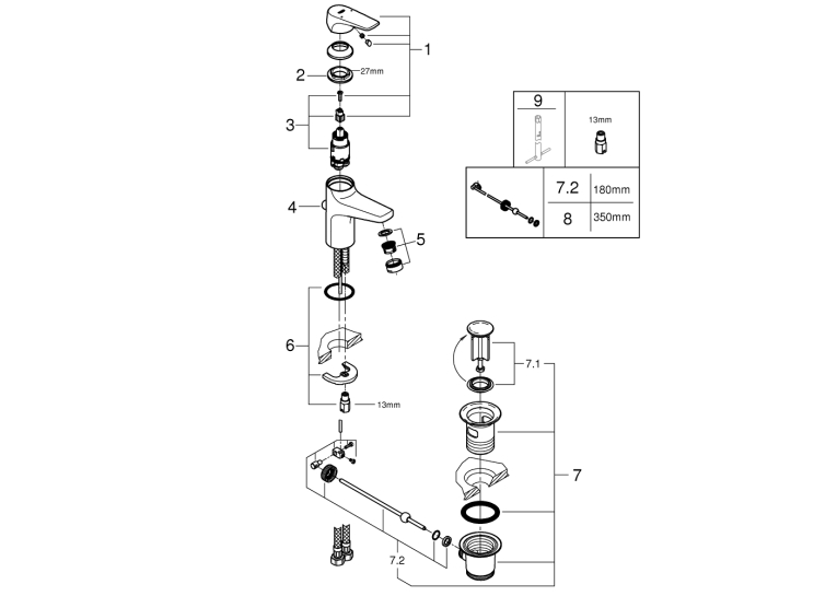 Однорычажный смеситель для раковины Grohe Grohe Start Flow S-Size (23809000)